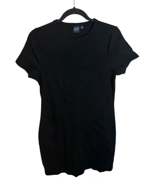 Gap Black Ribbed Short Sleeve T-Shirt Dress thumbnail 1