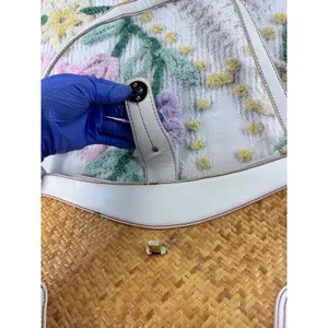 Etienne Aigner Woven Rattan Shoulder Bag White Trim‎ Polka Dot Lining 21750 thumbnail 8