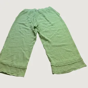 Umgee USA Lime Green Cotton Gauze Wide Leg Cropped Pants Plus Size XL WK7184 thumbnail 3
