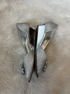 Silver Glitter Rhinestone Peep Toe Wedges thumbnail 3