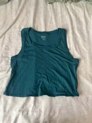 Madewell Sleeveless Crop Tank Top - Teal thumbnail 5