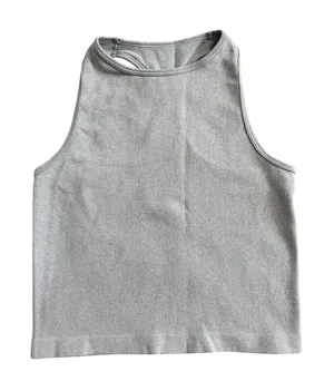 Free People Intimately Seamless High Neck Ribbed Crop Tank Gray M/L thumbnail 1
