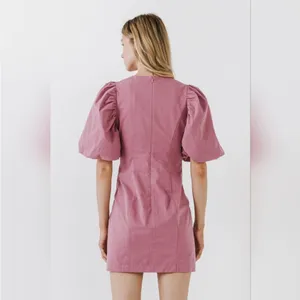 Endless Rose Puff Sleeve Mini Dress in Mauve size‎ XS thumbnail 4