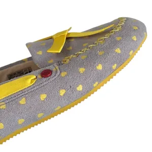 EUC UGG Leather Belle Heart Slippers Grey Yellow Hearts Size 7 thumbnail 6