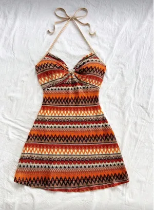 Beachy multicolor mini dress Orange thumbnail 1
