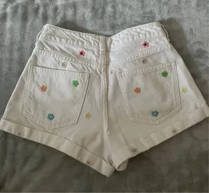 Pacsun White Floral Jean Mom Shorts thumbnail 2