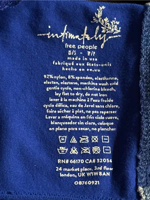 FREE PEOPLE Royal Blue Paisley Sheer Lace Bandeau Bralette Sz S/S-T1 thumbnail 7