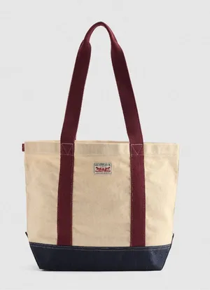 New Levi's Denim Indigo Med Tote Bag Awny Port Red Navy Bottom Canvas thumbnail 1