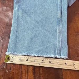 Zara Womens Light Wash High Waisted Wide Leg‎ Raw Hem Denim Jeans Size 4 thumbnail 9