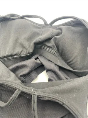 Lululemon Womens Align Strappy Cropped Tank Black Ribbed Yoga Top LW1EF6S Size 2 thumbnail 4