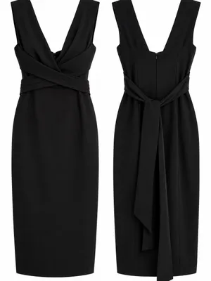 BHLDN Danica Dress Women 6 Black Excellent V-Neck Back Sash Tie Sheath Dress thumbnail 5