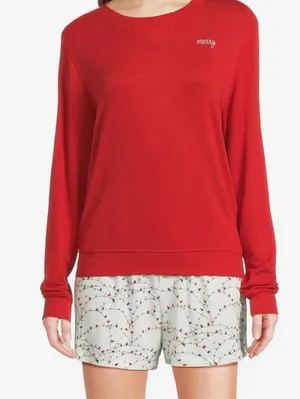HONEYDEW Sugar Sweetheart Long Sleeve Shortie Set, Red MEDIUM, NEW tags thumbnail 1