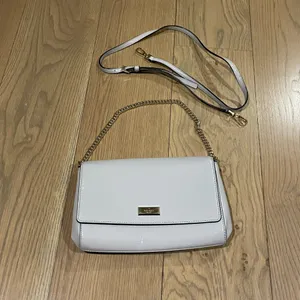 Kate Spade Coated Leather Crossbody Purse / Chain Shoulder Bag, Gray/Purple thumbnail 7