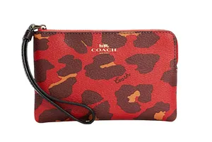NWT  Corner Zip Wristlet With Leopard Print thumbnail 1