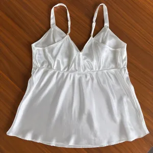Flora by Flora Nikrooz White Satin Blouse Slinky Sleepwear Tank Top Summer‎ XL thumbnail 3