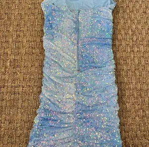 Windsor Light Blue Sequin Mesh Strapless Ruched Bodycon Mini Dress Size M thumbnail 10