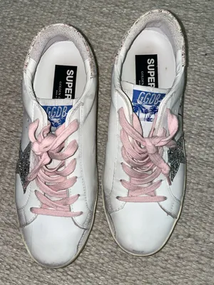 Golden Goose Super-Star Sneakers in white and pink thumbnail 6