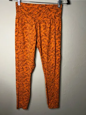 REI Co-Op Take Your Time Orange Brown Leaf So Soft 7/8 Pockets Athletic Leggings thumbnail 2