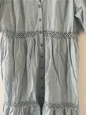 Knox Rose Light Blue 100% Cotton Eyelet Short Sleeve Mini Dress XXL Cottagecore thumbnail 4