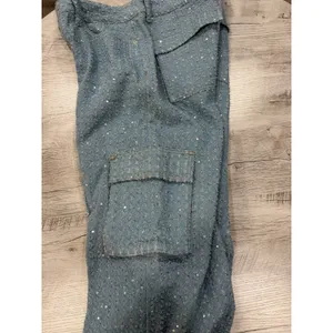 Edikted Sparkly Cargo Jeans Medium Y2K Wide Leg Glitter Denim Pants thumbnail 7