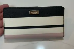 Kate Spade New York Eden Street Stacy Bifold Wallet Pink White Black Stripes thumbnail 1