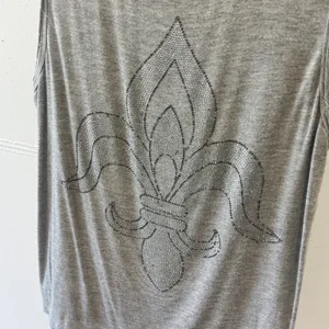 Y2K Vocal Gray Fleur-de-Lis Rhinestone Tank Top Small Made in USA 18017T Western thumbnail 7