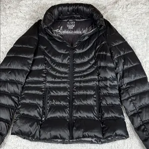 a.n.a Packable Premium Down Puffer Jacket Women’s Medium Black Hooded Zip thumbnail 4