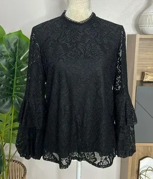 Laundry by Shelli Segal • lace balloon ruffle sleeve blouse thumbnail 1