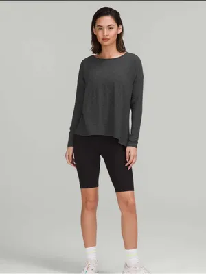 Lululemon Back into it‎ long sleeve shirt pima cotton black 8 thumbnail 3