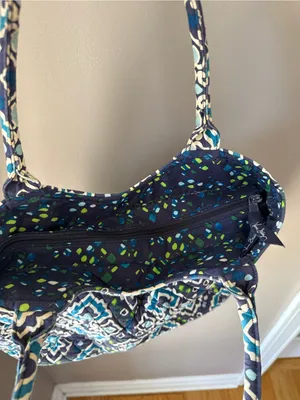 Vera Bradley Quilted Tote in Navy, Teal & White thumbnail 6