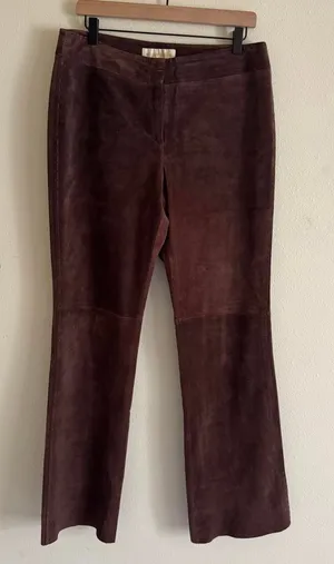 Margaret Godfrey Vintage Western Boho 70s Suede Chocolate Brown Bootcut Pants 12 thumbnail 1