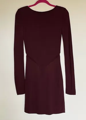 Alexander Wang T by women’s burgundy mesh inset fitted knit dress size small S thumbnail 8