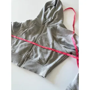 Ododos Women Gray Full Zip Cropped Hoodie Athleisure Sweatshirt Size S thumbnail 4
