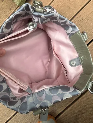 COACH Ashley Signature Sateen Carryall Satchel Handbag Purse Grey Pink F18450 thumbnail 8