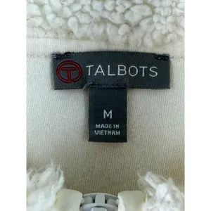 Talbots Womens Cream White Sherpa Fleece Quilted Trim Full Zip Vest Size M Soft thumbnail 4