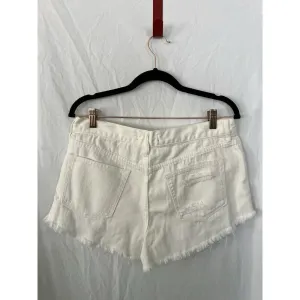 We The Free People High Rise Festival Shorts‎ Raw Hem White Size 29 Button Fly thumbnail 3