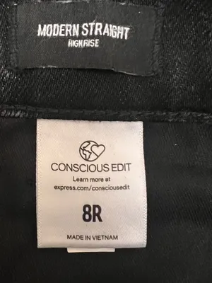 Express Women's Jean Straight high Rise Black Denim Size 8R thumbnail 3