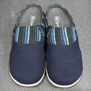 Spenco‎ Orthotic Nubuck Mules Siesta Nuevo Stripe Navy - 9 Wide B22A thumbnail 9