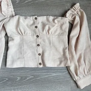 Song Of Style Emery Top One Shoulder Ruffle Beige Check thumbnail 3