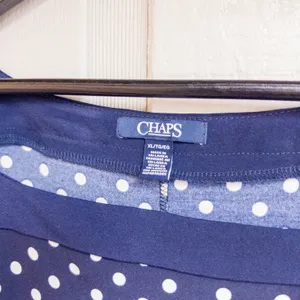 CHAPS Navy and White Polka-Dot Dress thumbnail 2