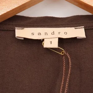 Sandro Pleated Button Shift Dress Size US 4 Brown Parisian Pockets‎ Minimalist thumbnail 2