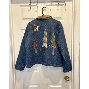 Don't Mess With Texas Quilted Denim Barn‎ Jacket XL Blue Patchwork Corduroy XL thumbnail 7