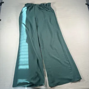 Honeyme Women’s Medium Green Wide Leg Jumpsuit Long Sleeve Elastic Waist Boho thumbnail 7