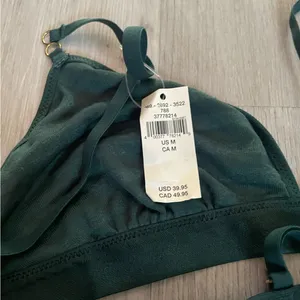 NWT AERIE VELVET STRIPE TRIANGLE BRALETTE Deep Forest Green size Medium thumbnail 9