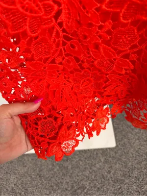 ASTR the Label Red Floral Lace Strapless Midi Dress Size L Cocktail Party thumbnail 4