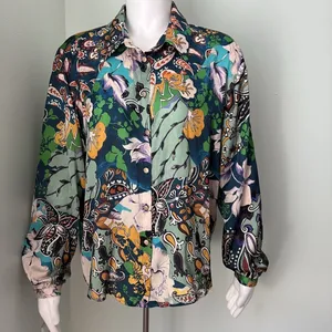 Zara Floral Satin Effect Blouse Large thumbnail 3