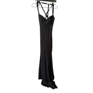 La Femme Lace‎ Up Back Jersey Mermaid Gown Black 8 thumbnail 3