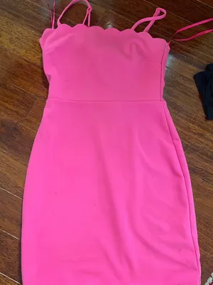 Bright pink body con dress thumbnail 1