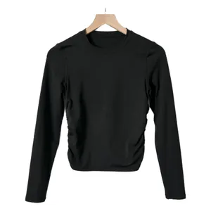 Vuori Long Sleeve Halo Ruched Performance Tee Black Heather Size Medium VW1173 thumbnail 2