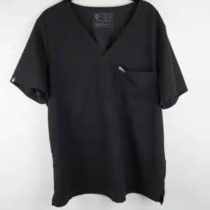 FIGS Technical Collection Womens Black Scrub Top V-Neck‎ Short Sleeve Size XL thumbnail 1